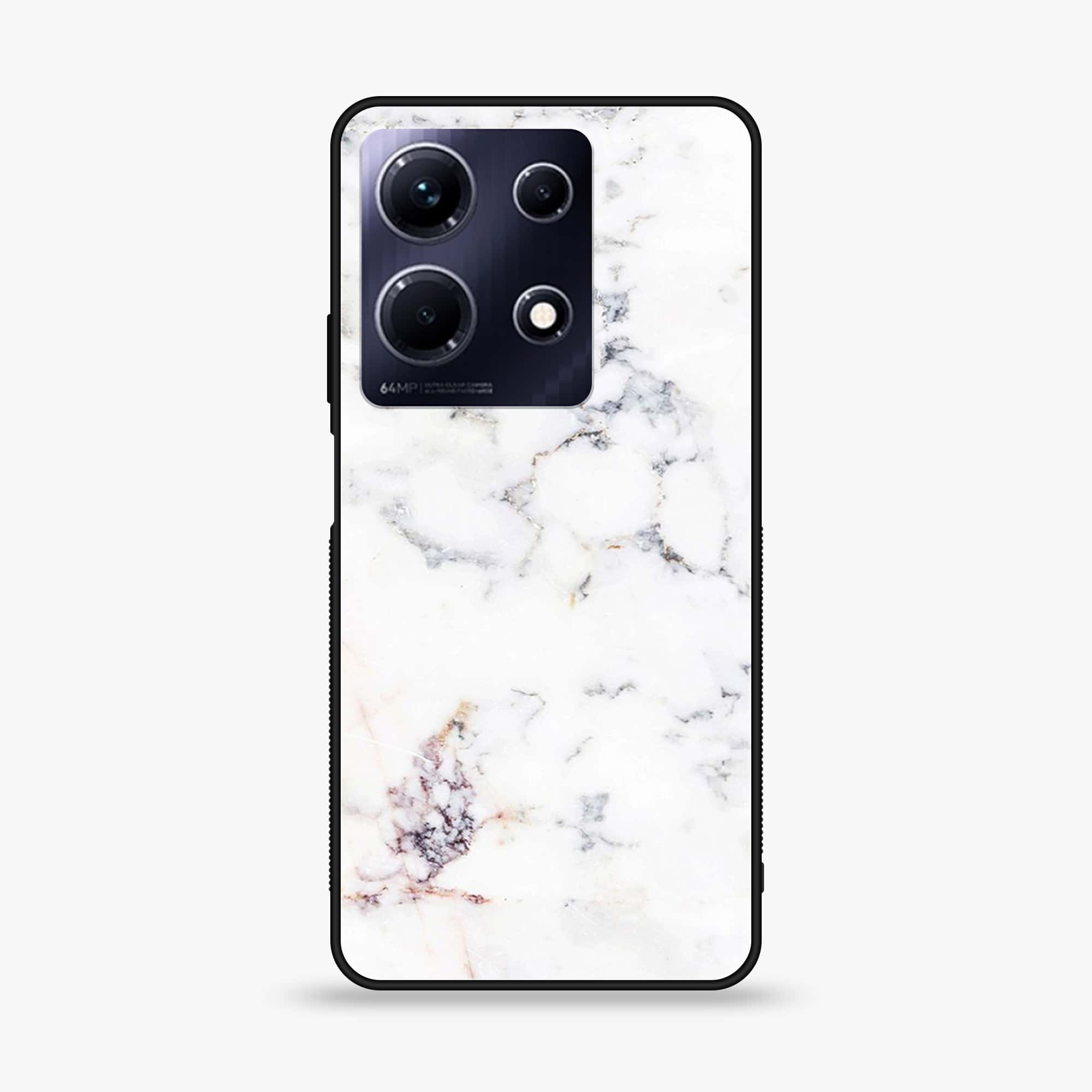 Infinix Note 30 Pro - White Marble Series - Premium Printed Glass soft Bumper shock Proof Case