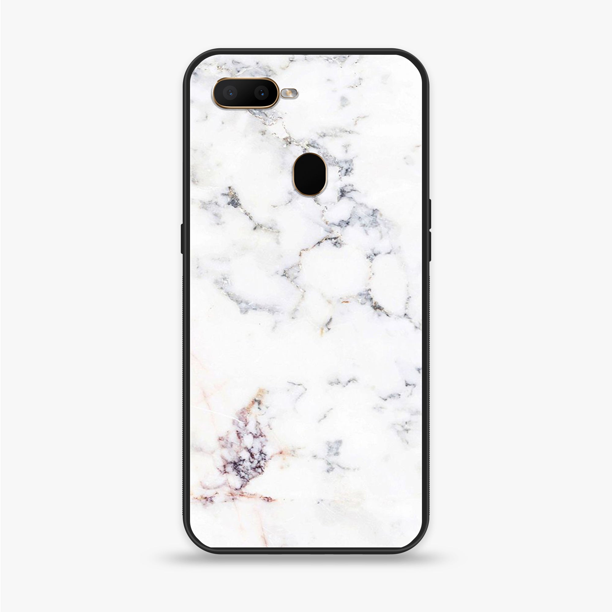 Oppo A12  - White Marble Series - Premium Printed soft Bumper shock Proof Case