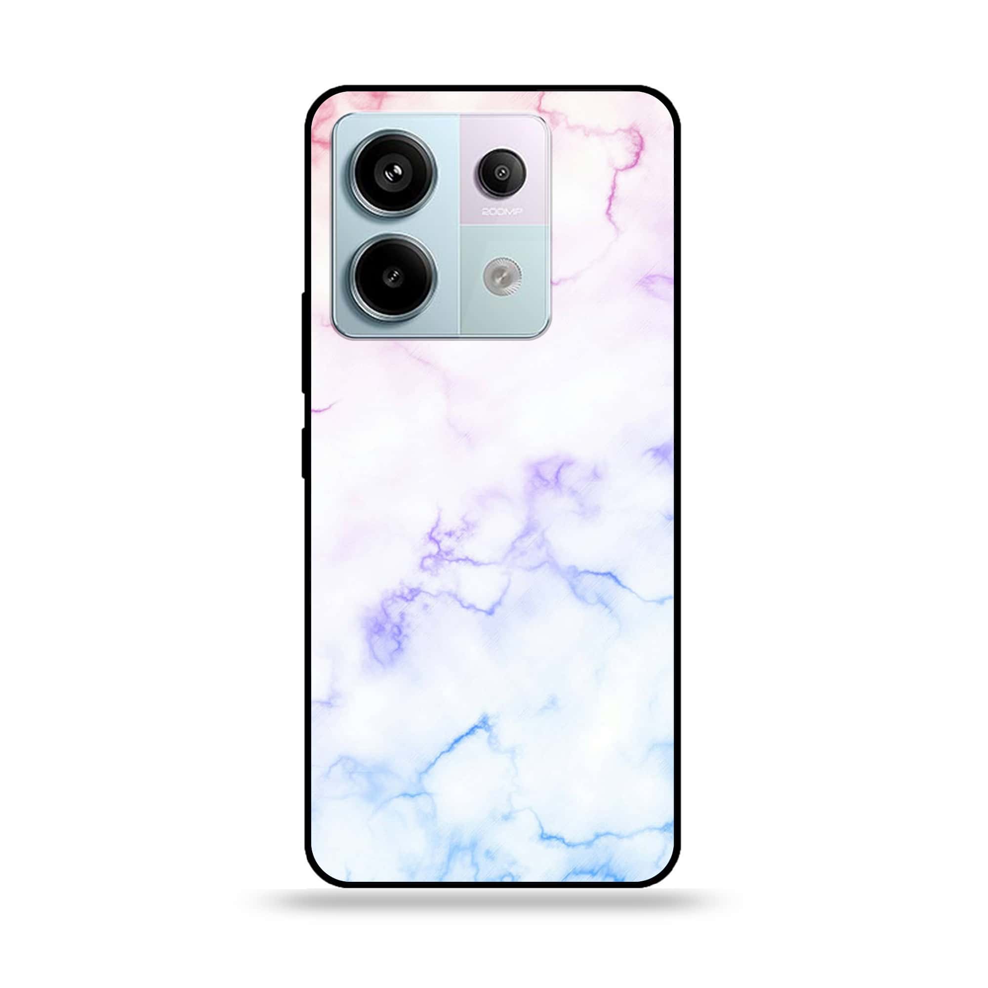 Redmi Note 13 - White Marble Series - Premium Metal Printed soft Bumper shock Proof Case