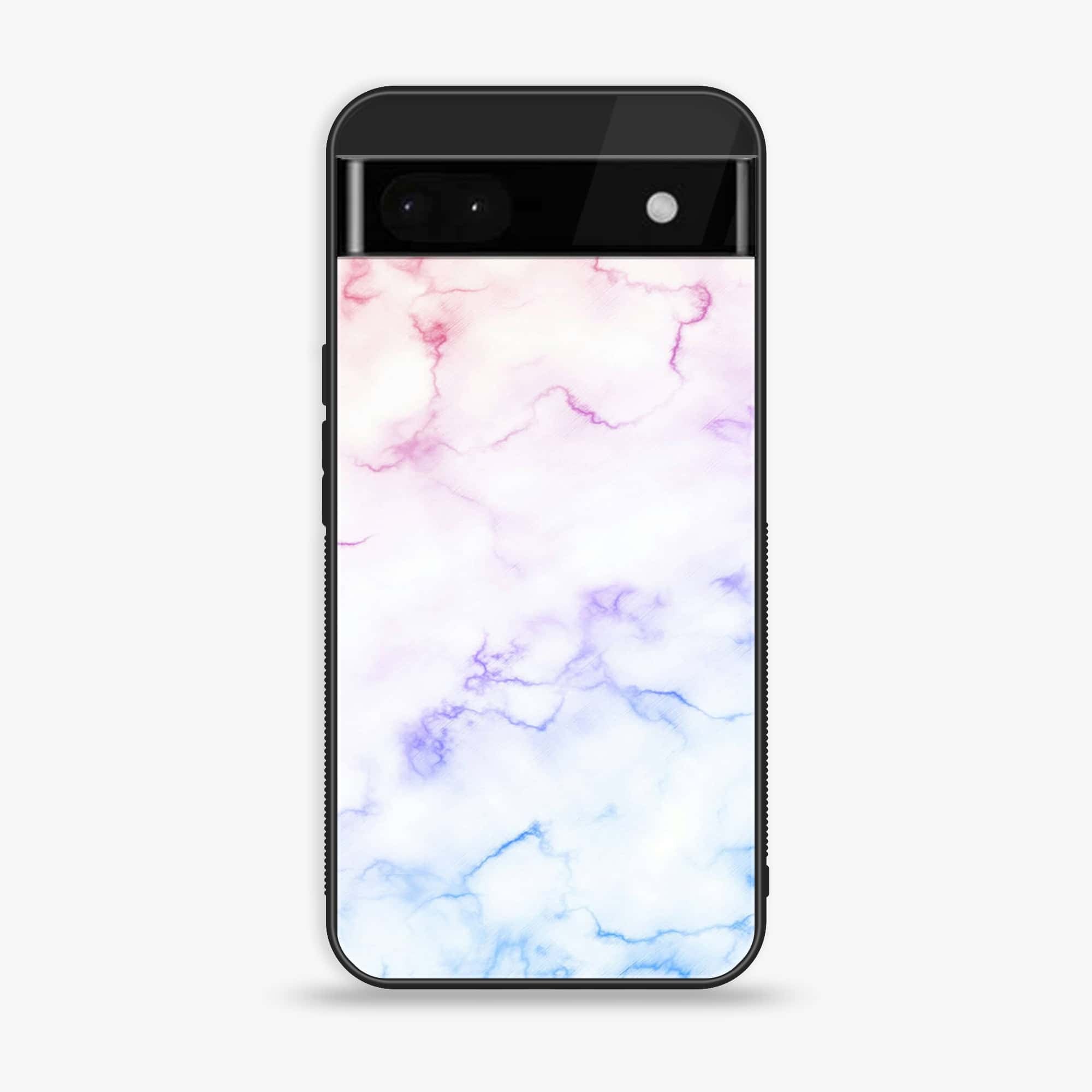 Google Pixel 6A - White Marble Series - Premium Printed Glass soft Bumper shock Proof Case
