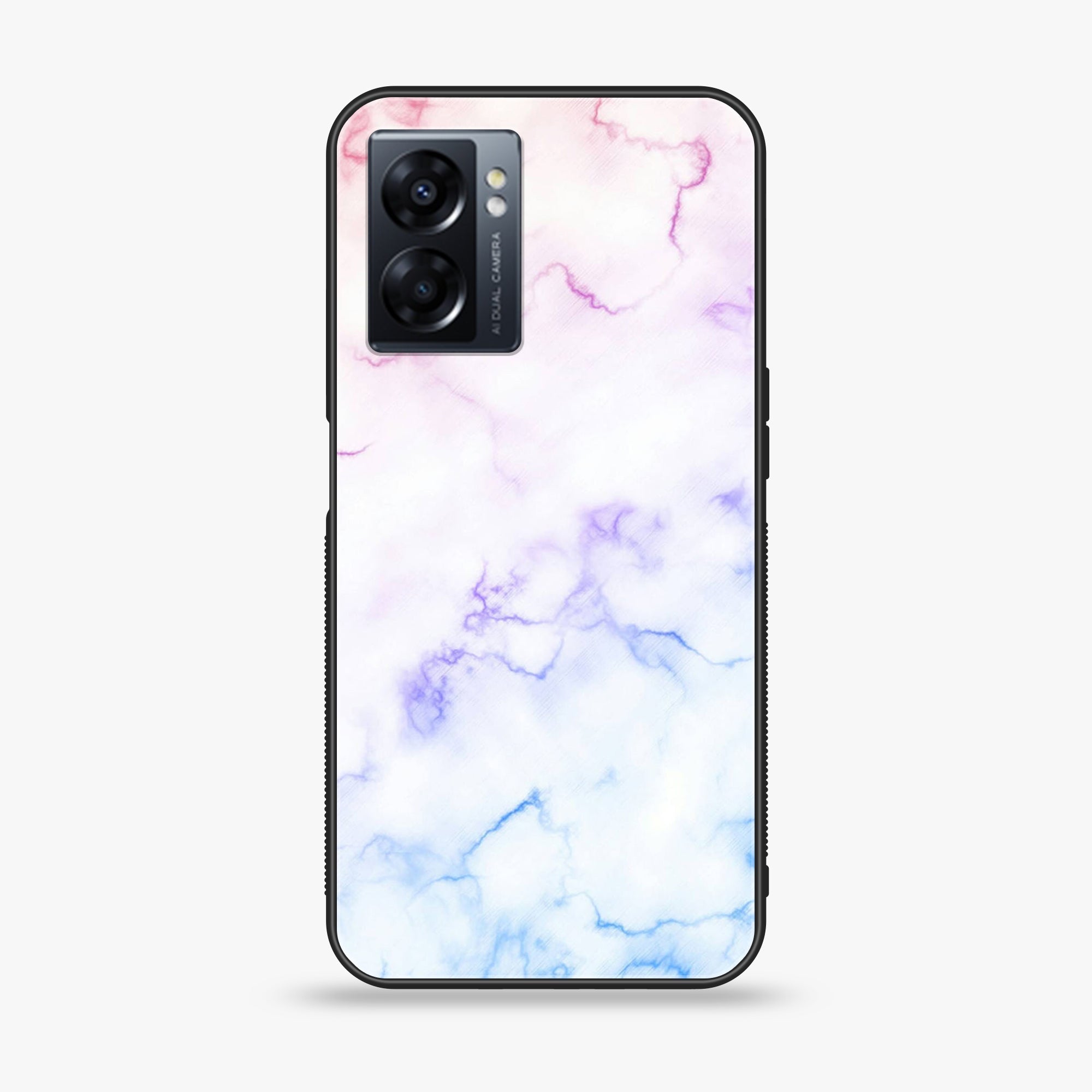 Oppo A77 4G - White Marble Series - Premium Metal Printed soft Bumper shock Proof Case