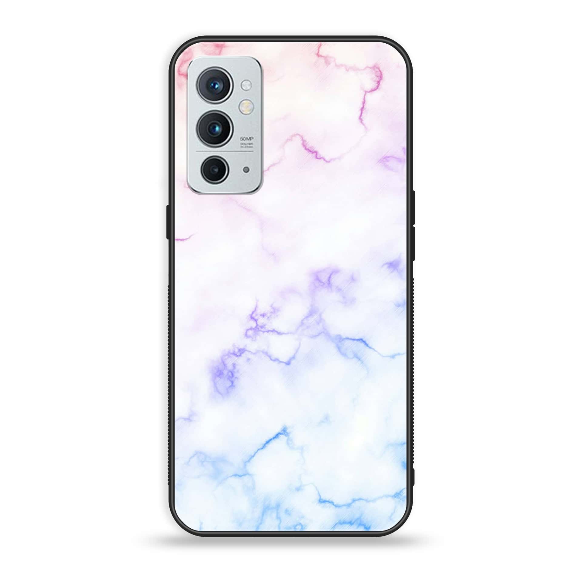 OnePlus 9RT 5G - White Marble Series - Premium Printed Glass soft Bumper shock Proof Case