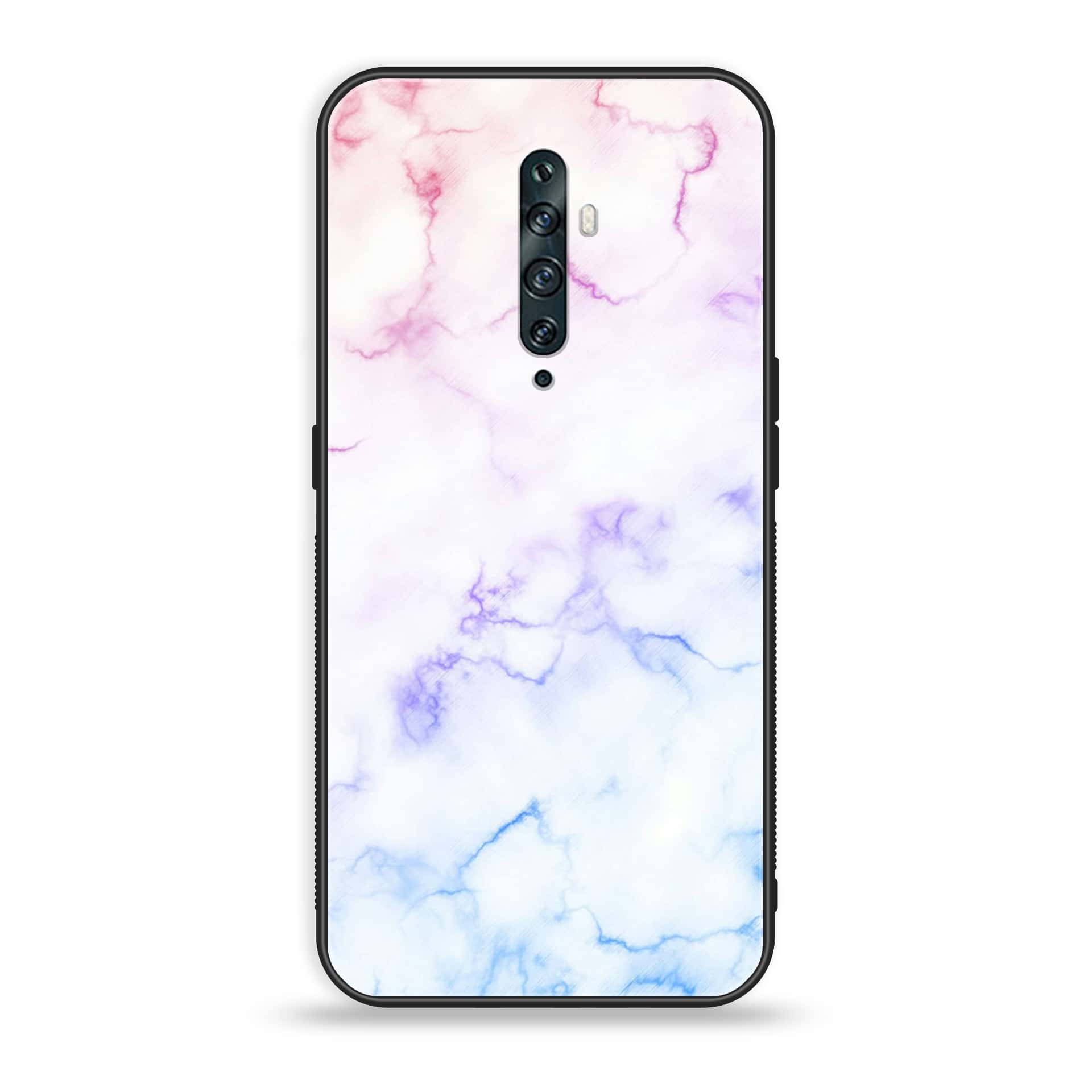 OPPO Reno 2f - White Marble Series - Premium Printed Glass soft Bumper shock Proof Case