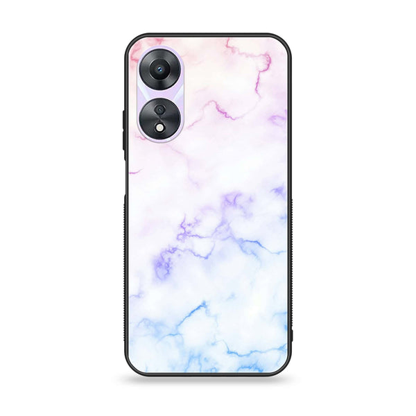 Oppo A58 - White Marble Design 2 - Premium Printed Glass soft Bumper shock Proof Case  CS-25625