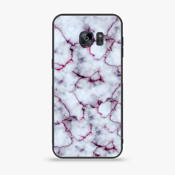 Samsung Galaxy S7 - White Marble Series - Premium Printed Glass soft Bumper shock Proof Case