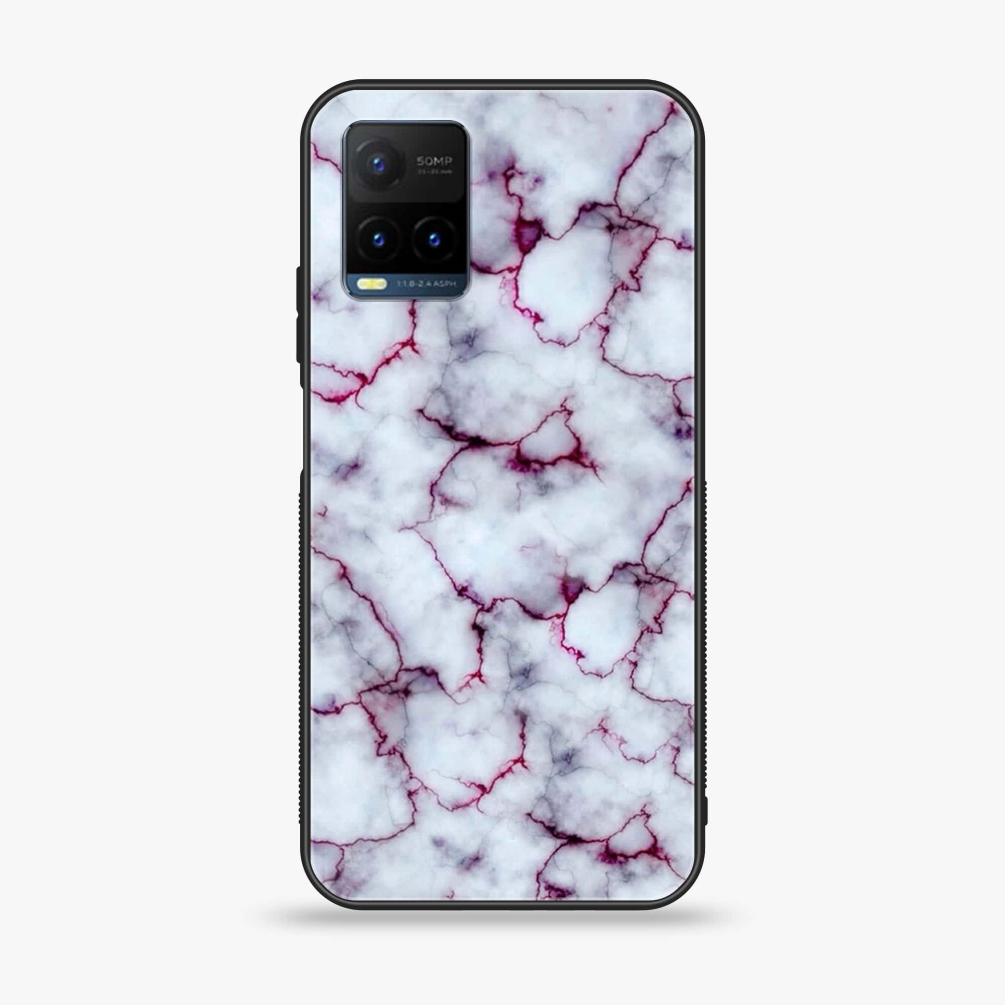 Vivo Y21t - White Marble Series - Premium Printed Glass soft Bumper shock Proof Case