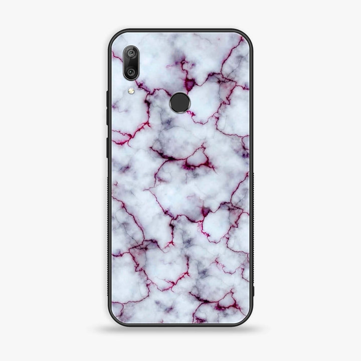 Huawei Y7 Prime (2019) - White Marble Series - Premium Metal  Printed soft Bumper shock Proof Case CS-29156