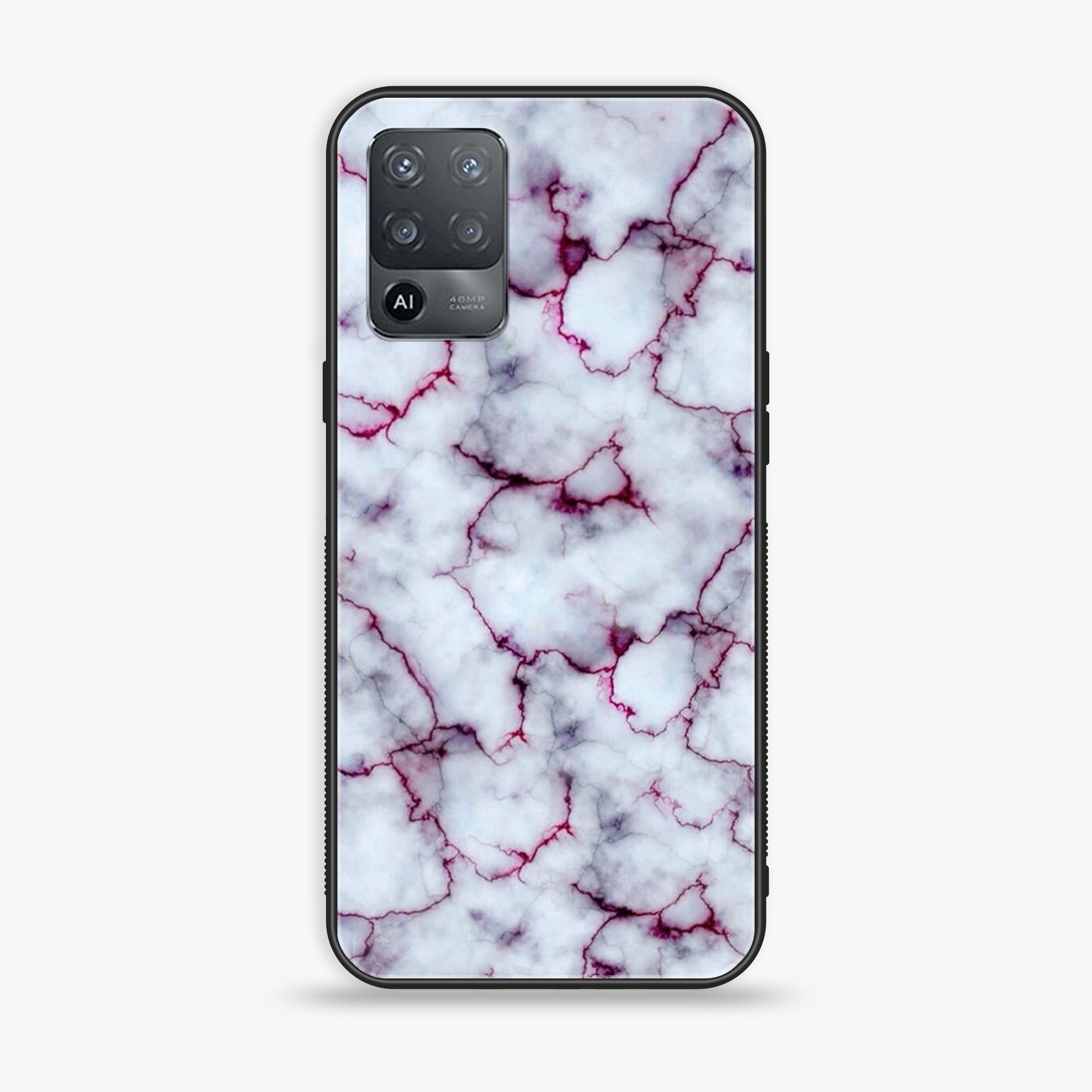 Oppo F19 Pro - White Marble Series - Premium Printed Glass soft Bumper shock Proof Case