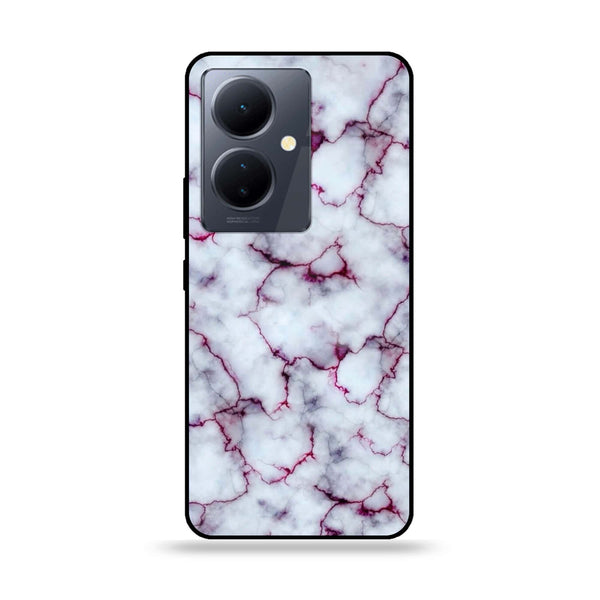 Vivo V29 Lite - White Marble Series - Premium Printed Glass soft Bumper shock Proof Case