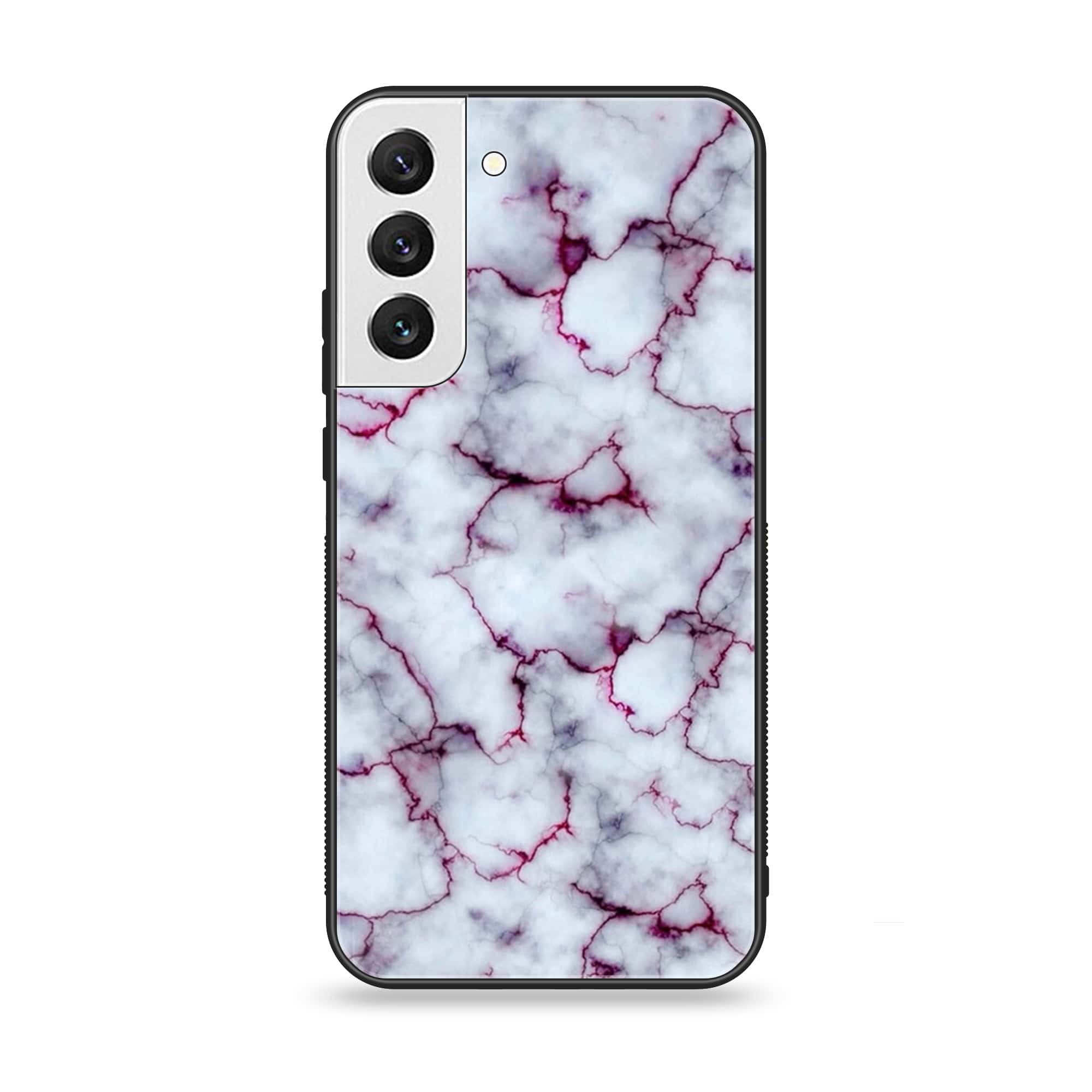 Samsung Galaxy S21 FE - White  Marble Series - Premium Printed Glass soft Bumper shock Proof Case