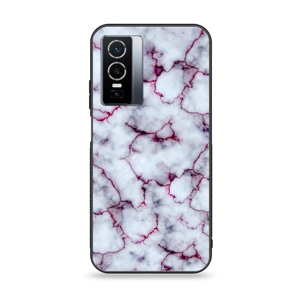 Vivo Y76 5g - White Marble Series - Premium Printed Glass soft Bumper shock Proof Case