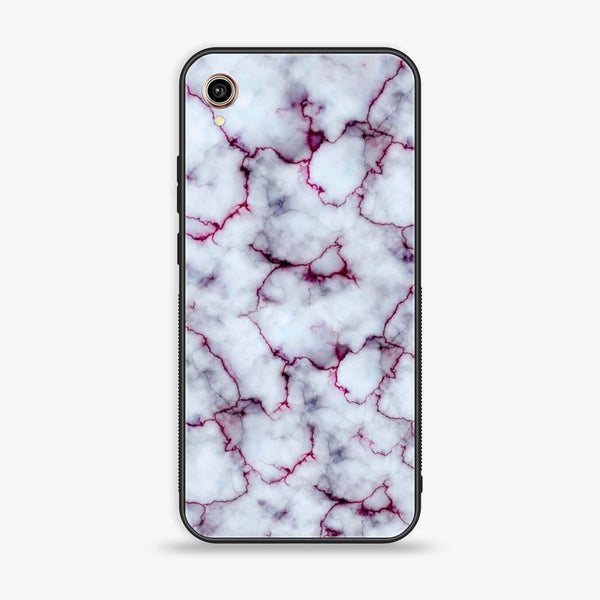 Vivo Y90 - White Marble Series - Premium Printed Glass soft Bumper shock Proof Case