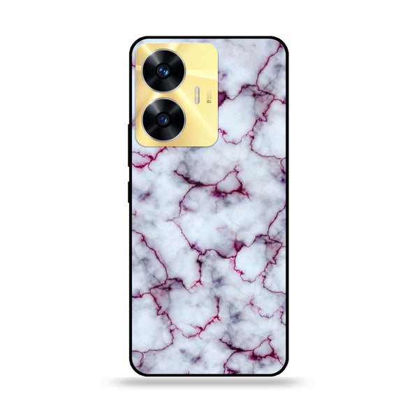Realme C55 - White Marble Series - Premium Printed Glass soft Bumper shock Proof Case