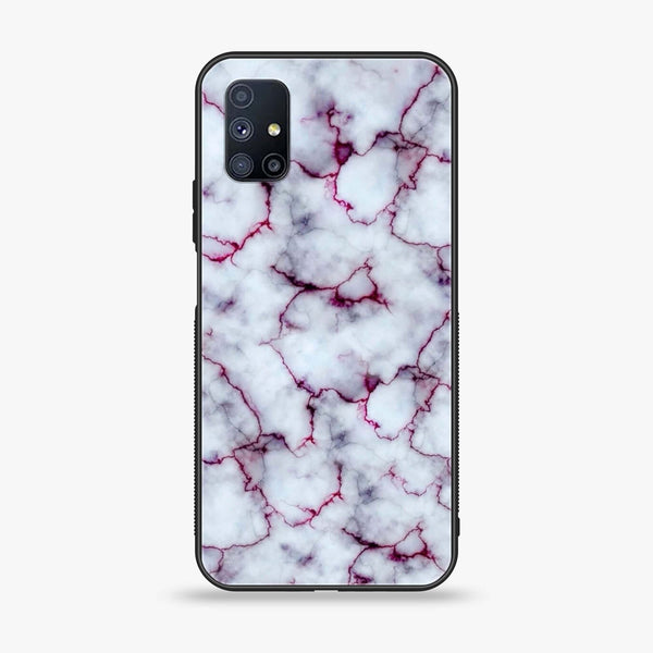 Samsung Galaxy M51 - White Marble Series - Premium Printed Glass soft Bumper shock Proof Case