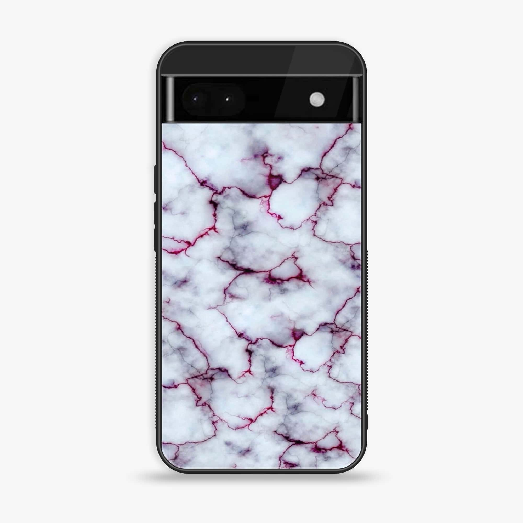 Google Pixel 6A - White Marble Series - Premium Printed Glass soft Bumper shock Proof Case