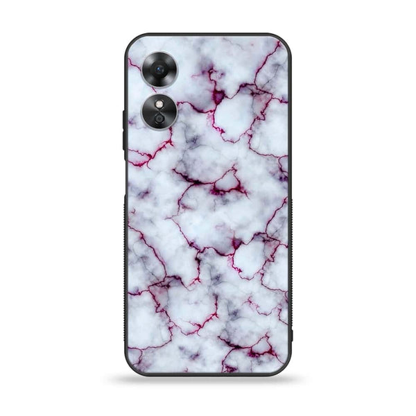 OPPO A17 - White Marble Series - Premium Printed Glass soft Bumper shock Proof Case