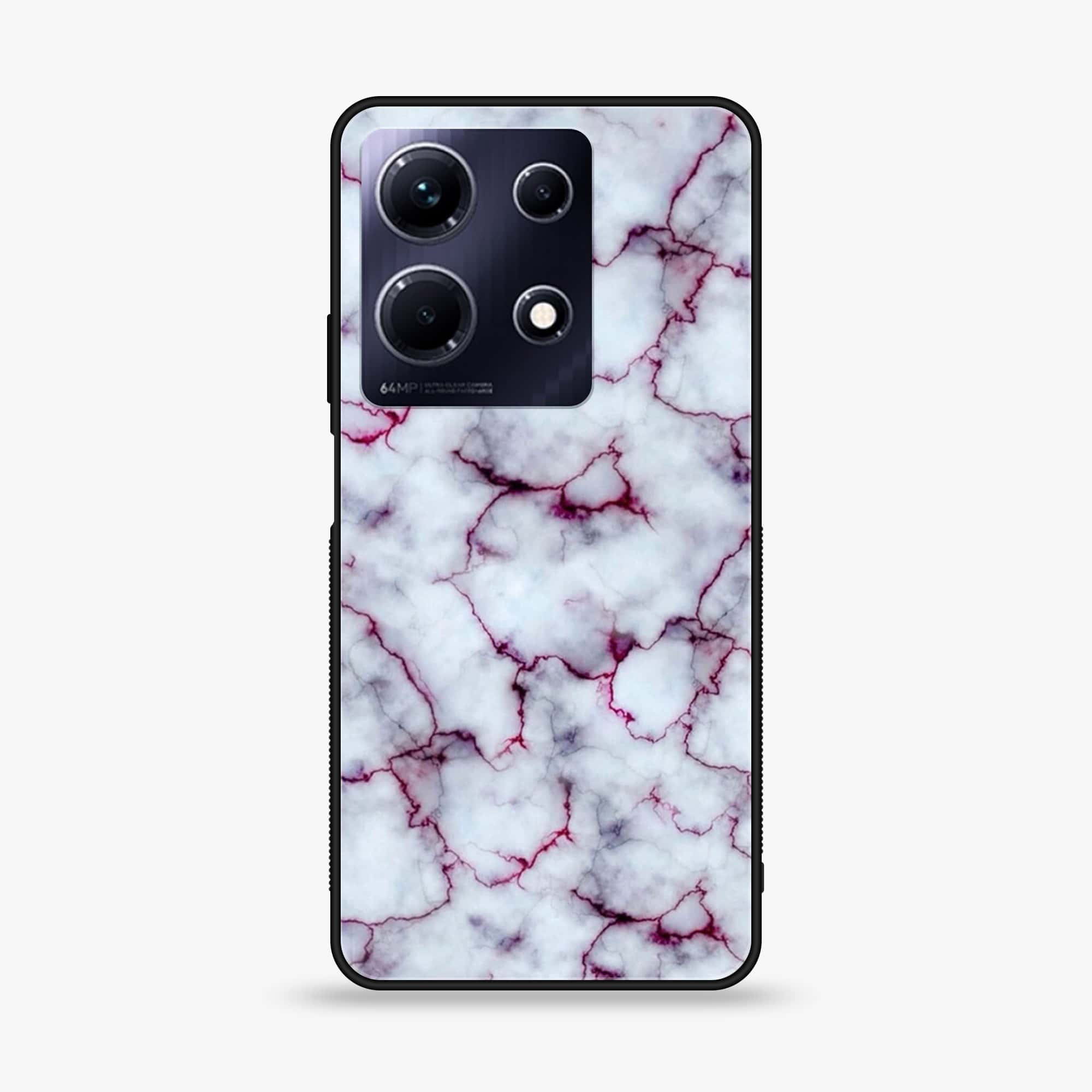 Infinix Note 30 Pro - White Marble Series - Premium Printed Glass soft Bumper shock Proof Case