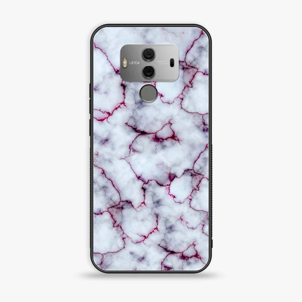 Huawei Mate 10 - White Marble Series - Premium Printed Glass soft Bumper shock Proof Case