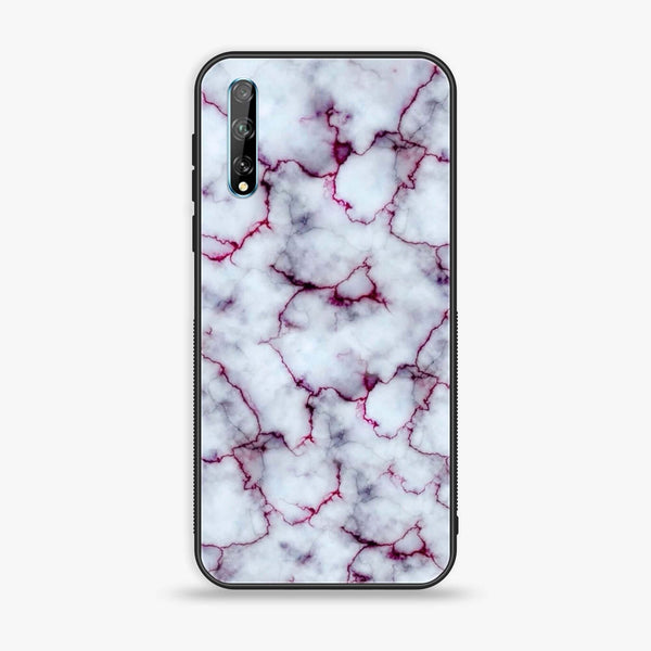 Huawei Y8p - White Marble Series - Premium Printed Glass soft Bumper shock Proof Case