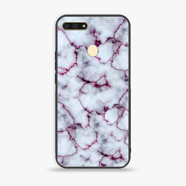 Huawei Y6 2018/Honor Play 7A - White Marble Series - Premium Printed Glass soft Bumper shock Proof Case