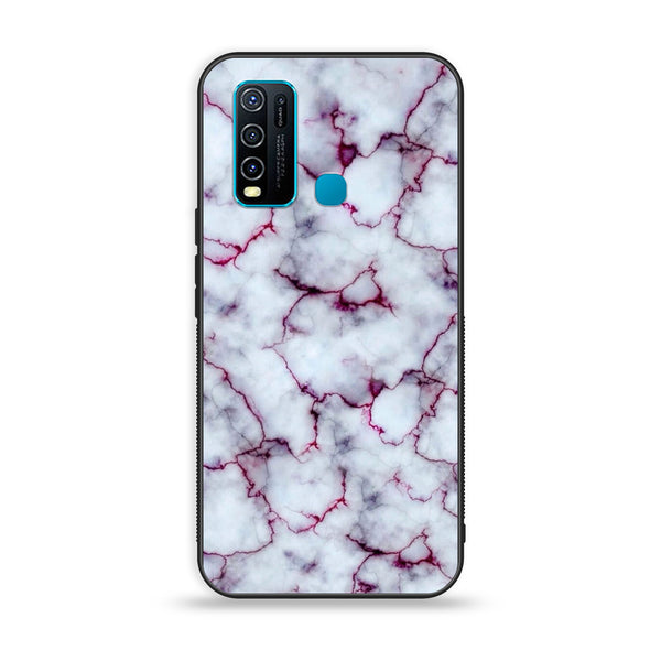 Vivo Y50 - White Marble Series - Premium Printed Glass soft Bumper shock Proof Case