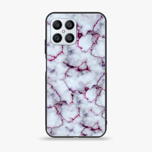 Huawei Honor X8 4G - White Marble Series - Premium Printed Glass soft Bumper shock Proof Case
