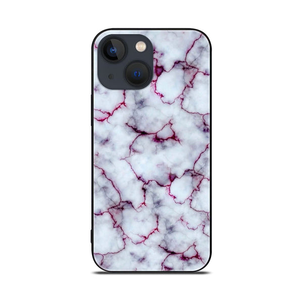 iPhone 14 Plus - White  Marble Series - Premium Metal Printed soft Bumper shock Proof Case