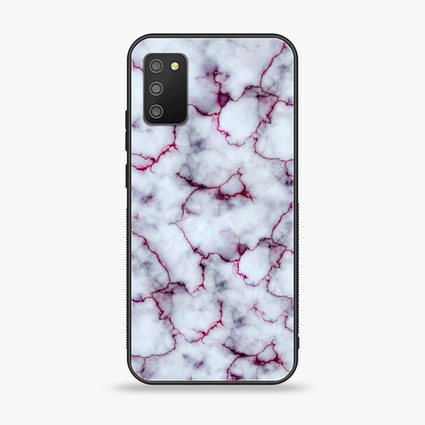 Samsung Galaxy M02s - White Marble Series - Premium Printed Glass soft Bumper shock Proof Case