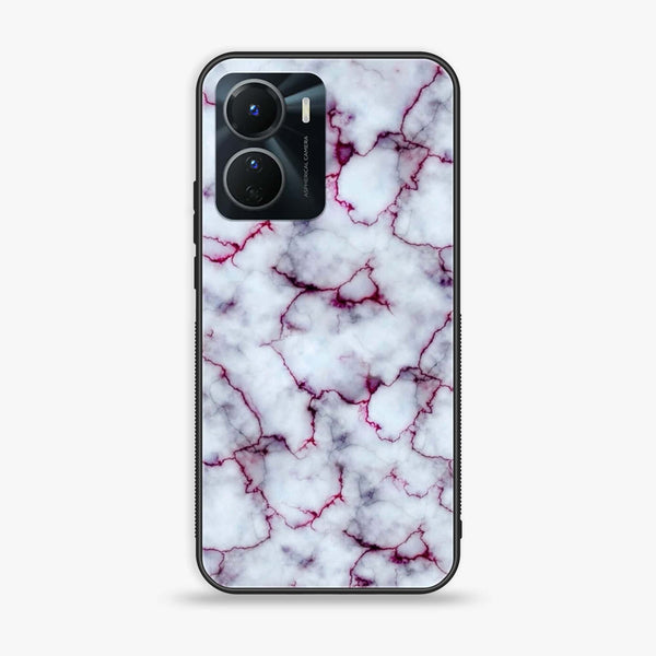 Vivo Y16 - White Marble Series - Premium Printed Glass soft Bumper shock Proof Case