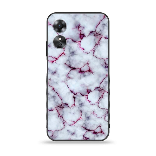 Oppo A17k - White Marble Series - Premium Printed Glass soft Bumper shock Proof Case