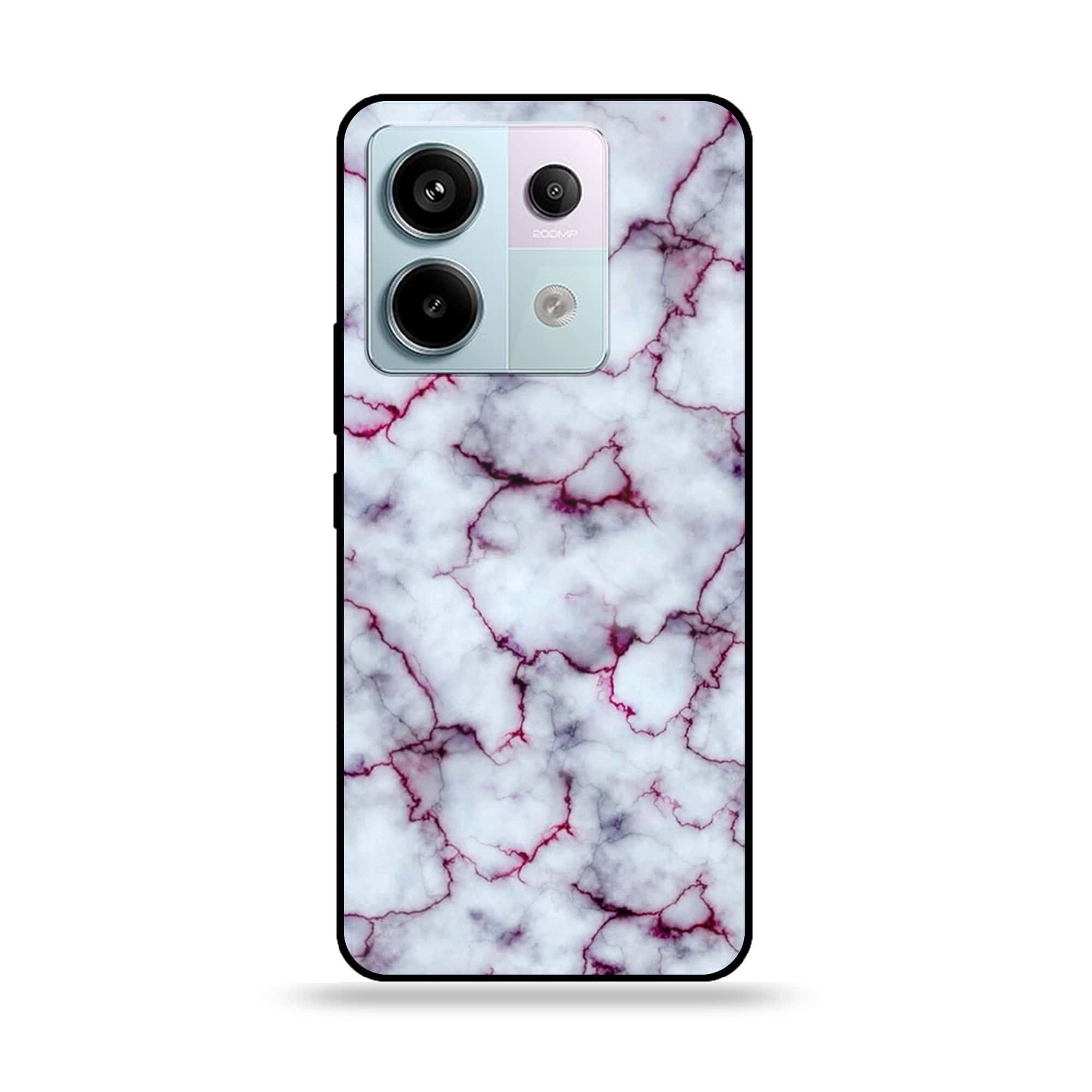 Redmi Note 13 - White Marble Series - Premium Metal Printed soft Bumper shock Proof Case