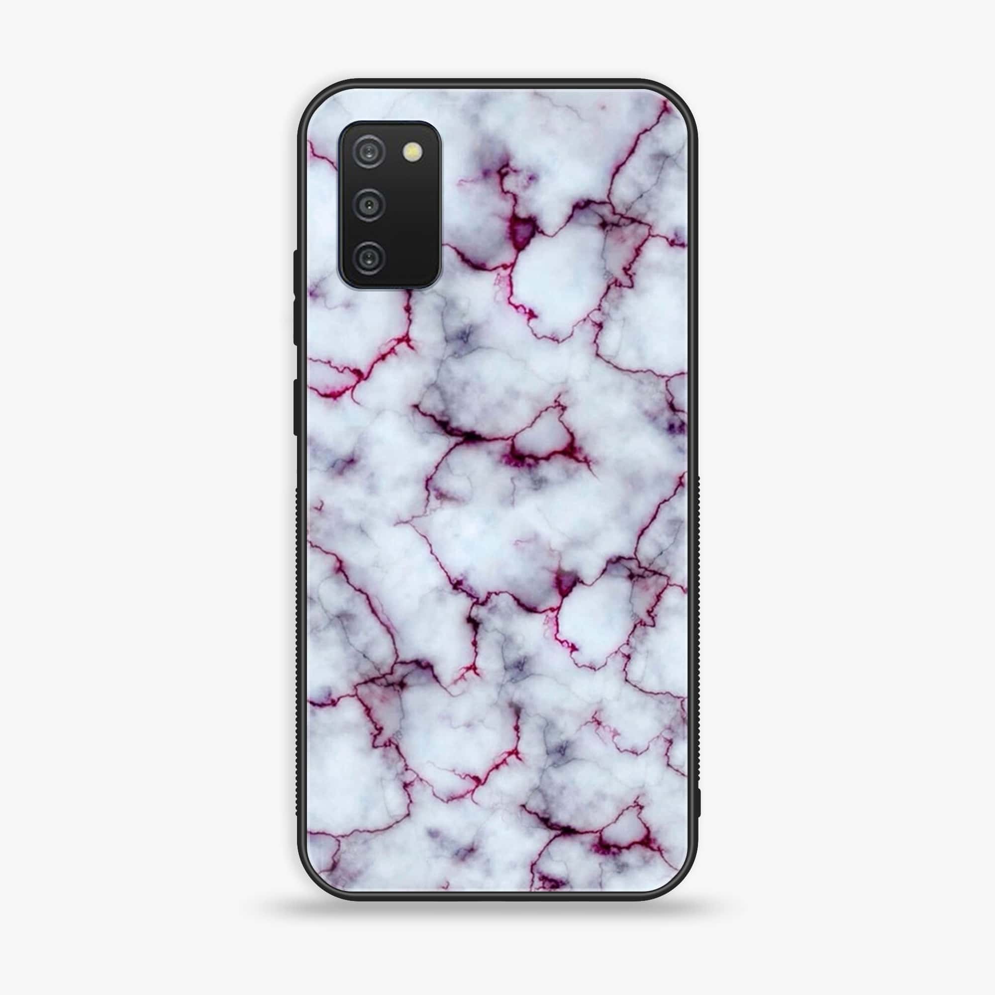 Samsung Galaxy A03s - White Marble Series - Premium Printed Glass soft Bumper shock Proof Case