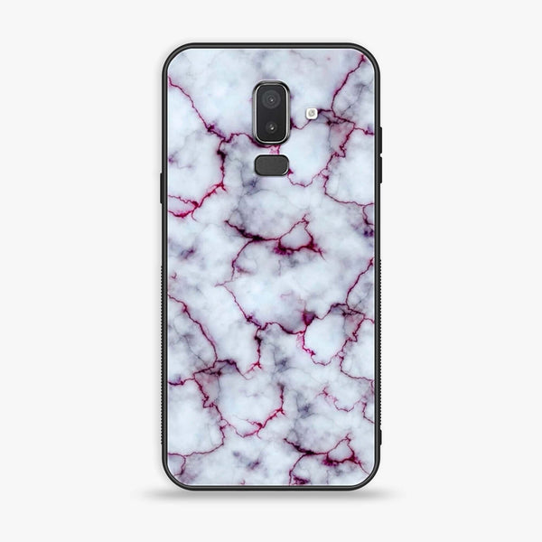 Samsung Galaxy J8 2018 - White Marble Series - Premium Printed Glass soft Bumper shock Proof Case