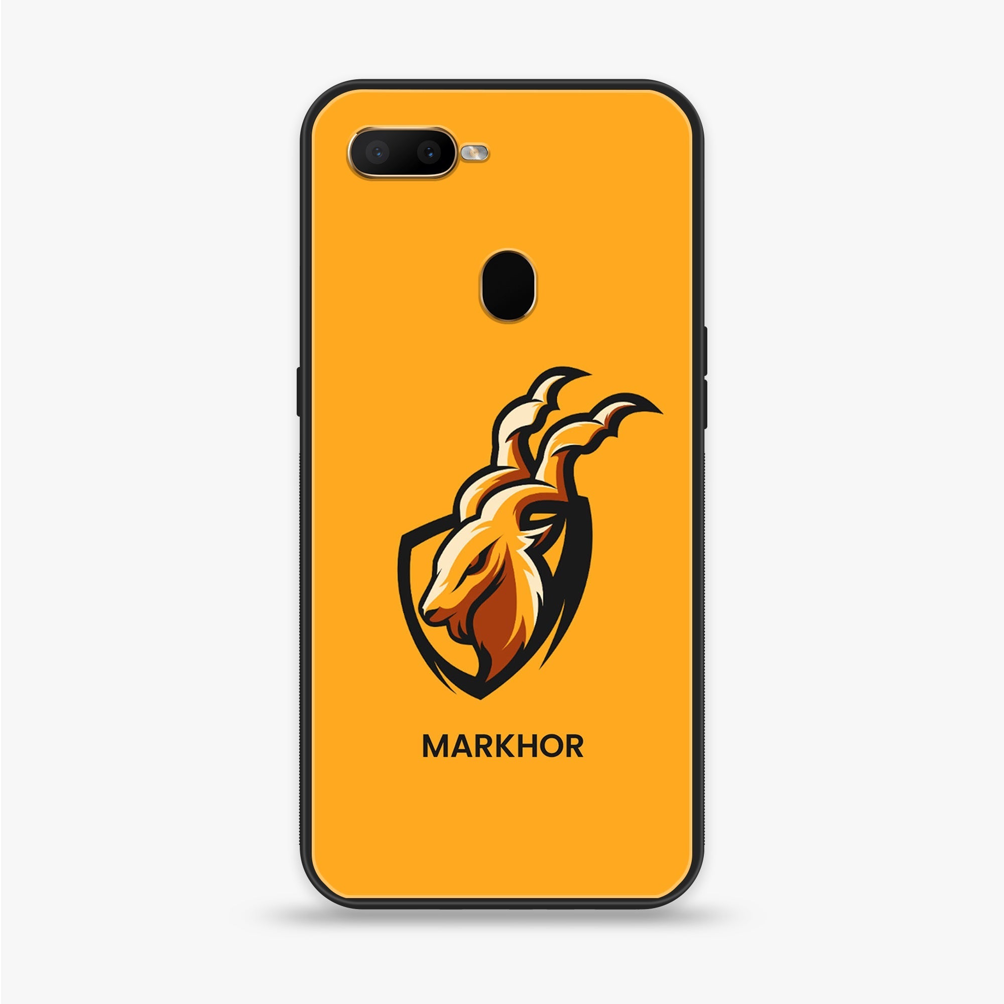 Oppo A7 - Markhor Series - Premium Printed Glass soft Bumper shock Proof Case