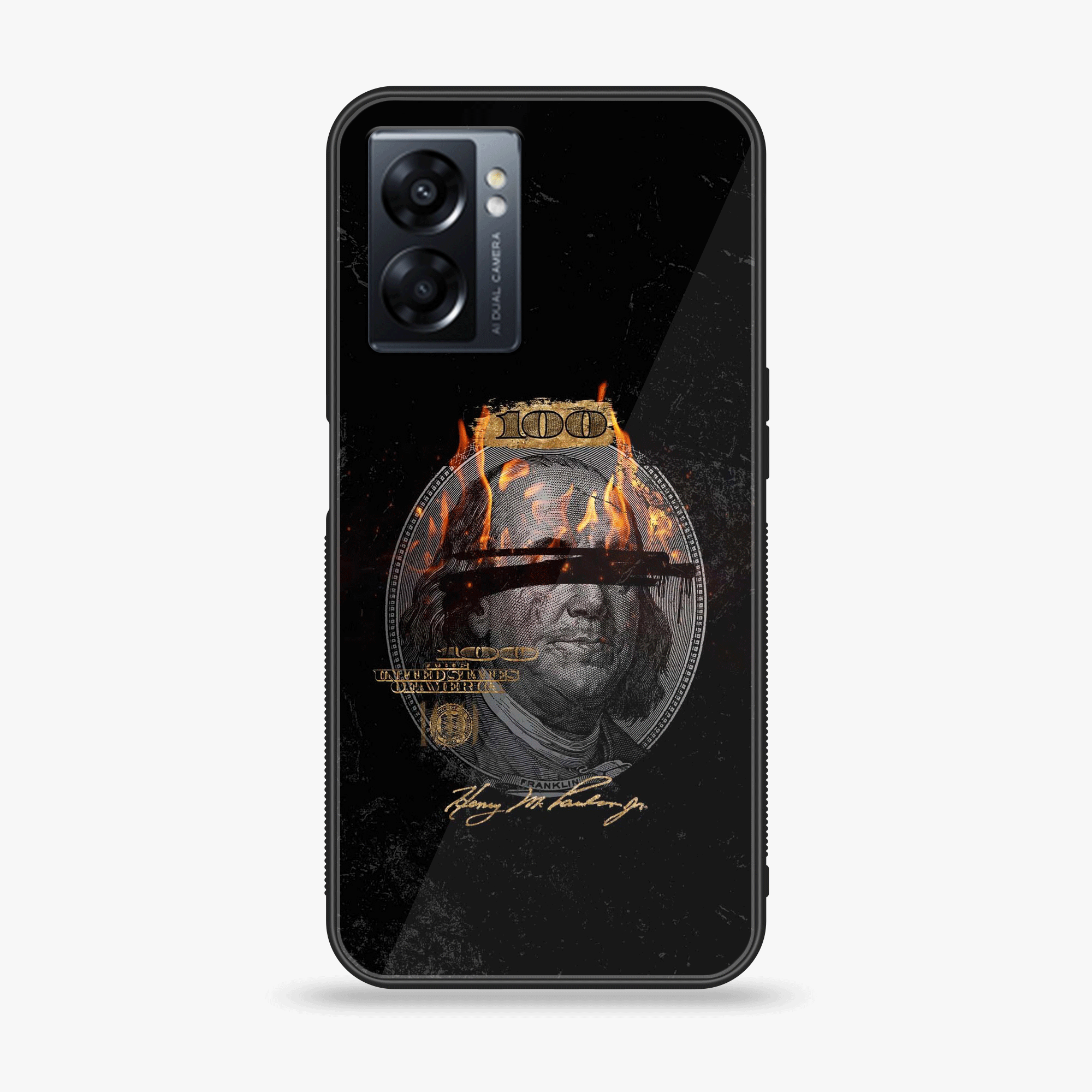Oppo A77 4G - Dollar Series - Premium Metal Printed soft Bumper shock Proof Case