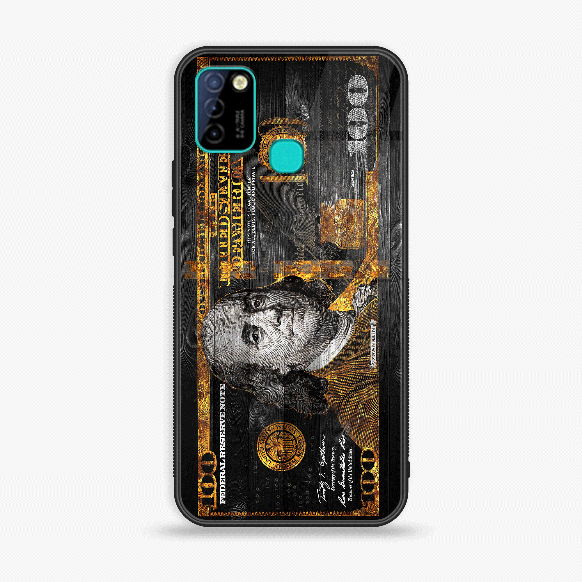 Infinix Hot 10 Lite Dollar Series Premium Printed Glass soft Bumper shock Proof Case