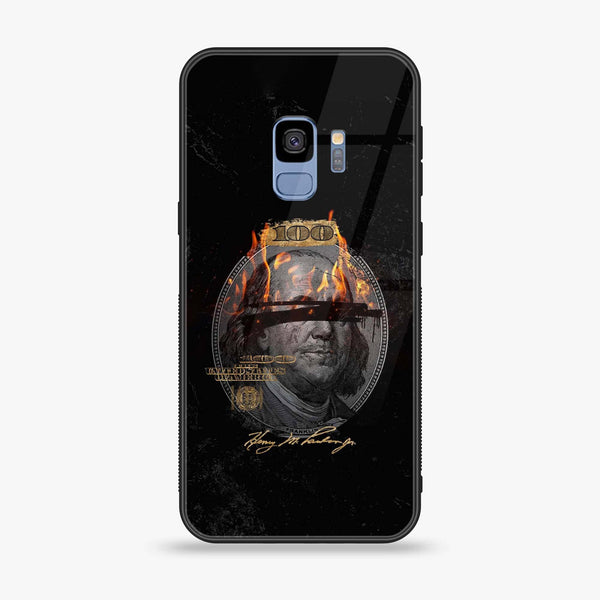 Galaxy S9 - Dollar Design 10  - Premium Printed Glass soft Bumper shock Proof Case CS-34900