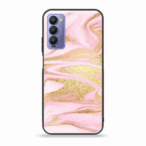 Tecno Camon 18 Premier  Pink Marble series Premium Printed Glass soft Bumper shock Proof Case