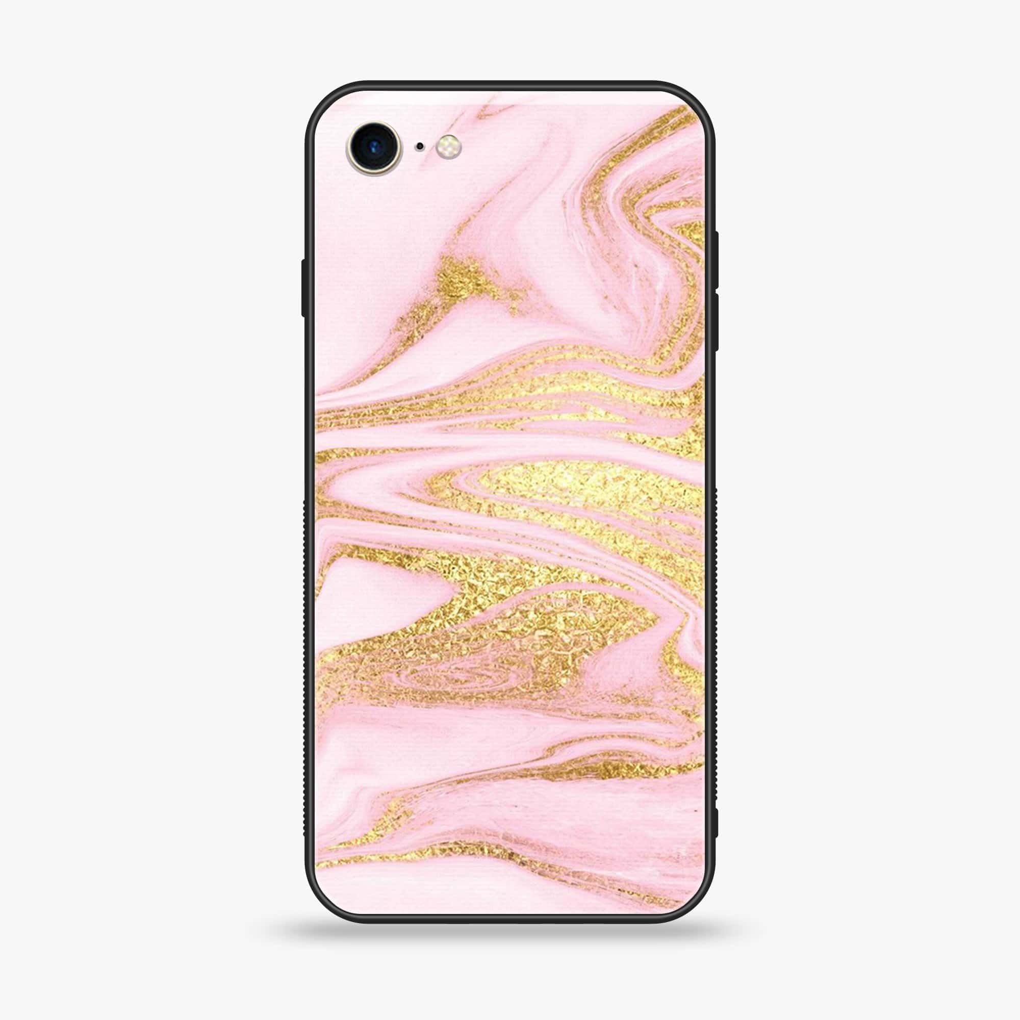 iPhone SE 2020 - Pink Marble Series - Premium Printed Glass soft Bumper shock Proof Case
