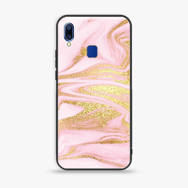 VIVO Y91 - Pink Marble Series - Premium Printed Glass soft Bumper shock Proof Case