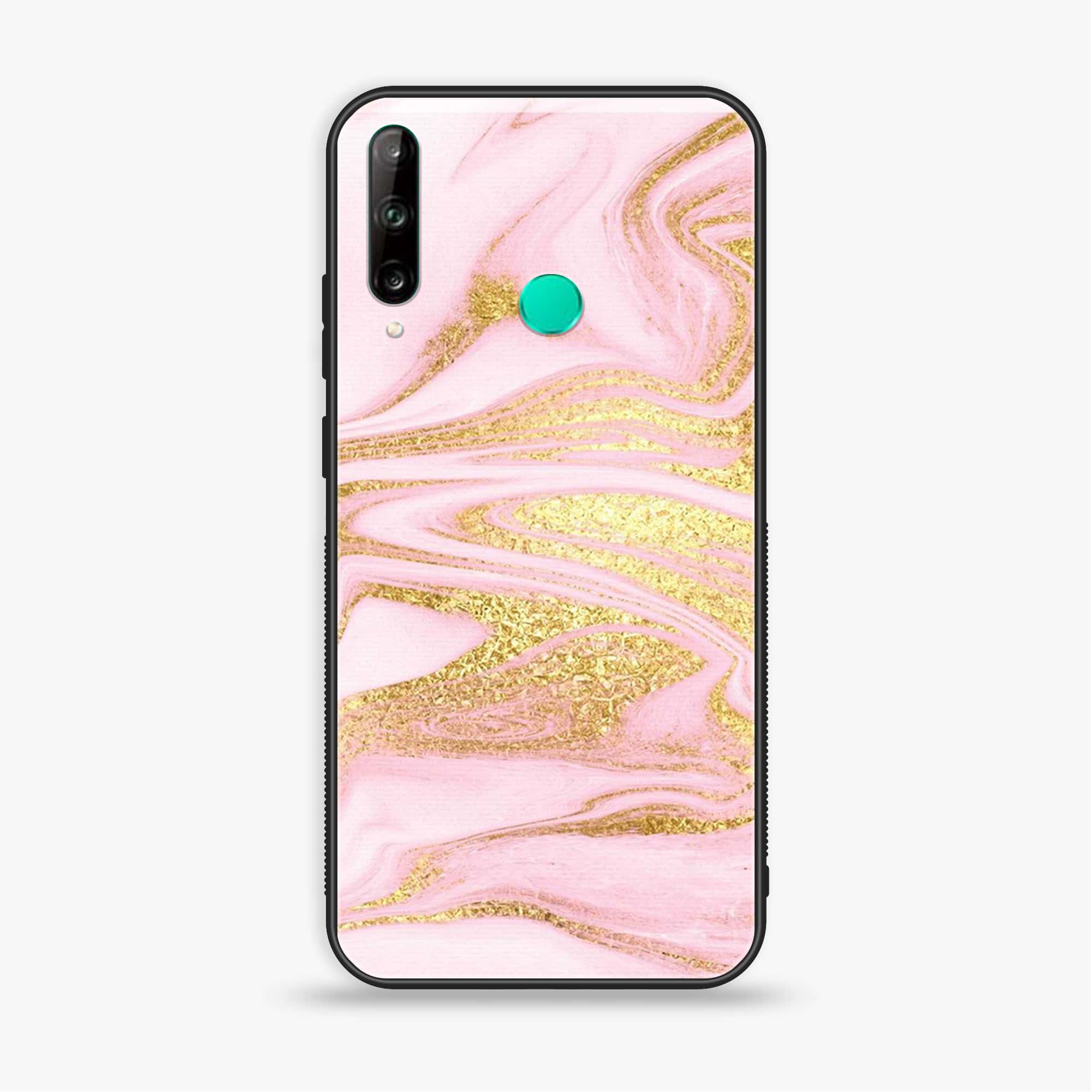 Huawei Y7p - Pink Marble Series - Premium Printed Glass soft Bumper shock Proof Case
