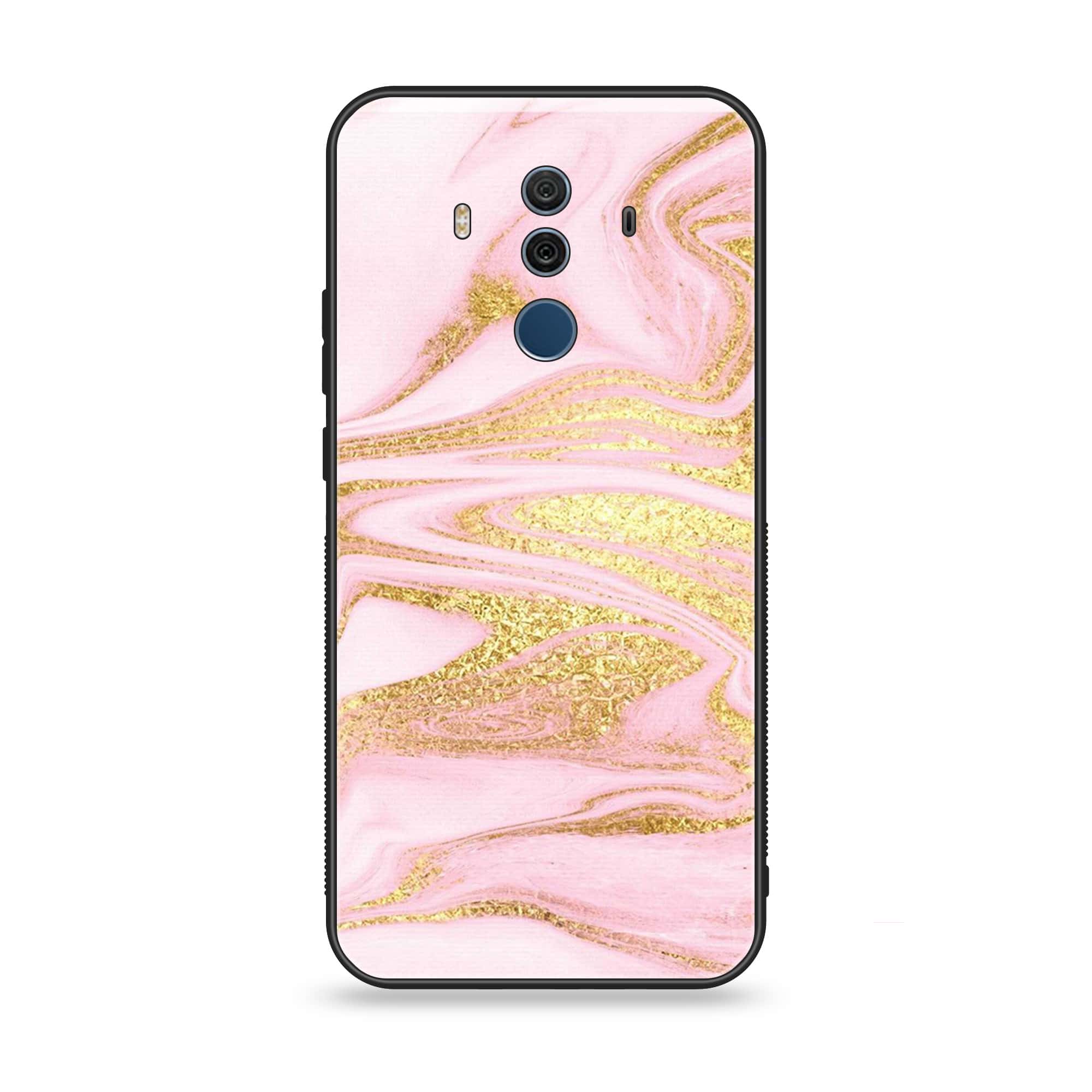 Huawei Mate 10 Pro - Pink Marble Series - Premium Printed Glass soft Bumper shock Proof Case