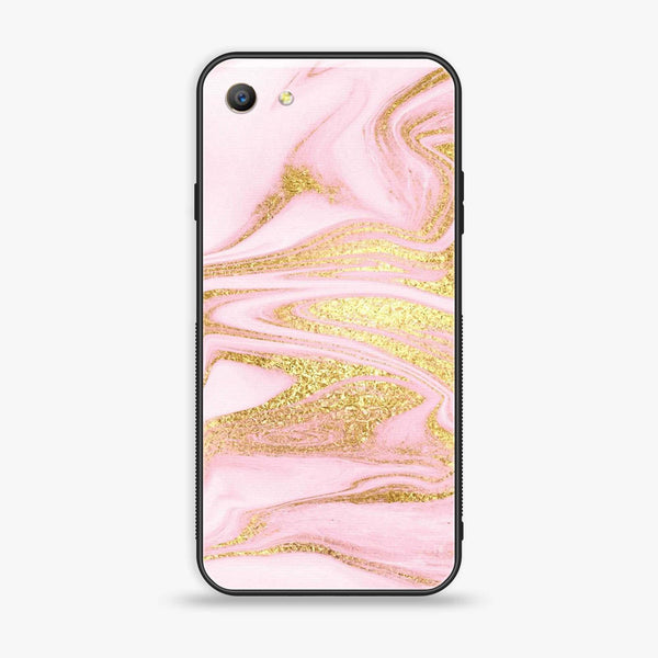 Oppo A57 Pink Marble series Premium Printed Glass soft Bumper shock Proof Case
