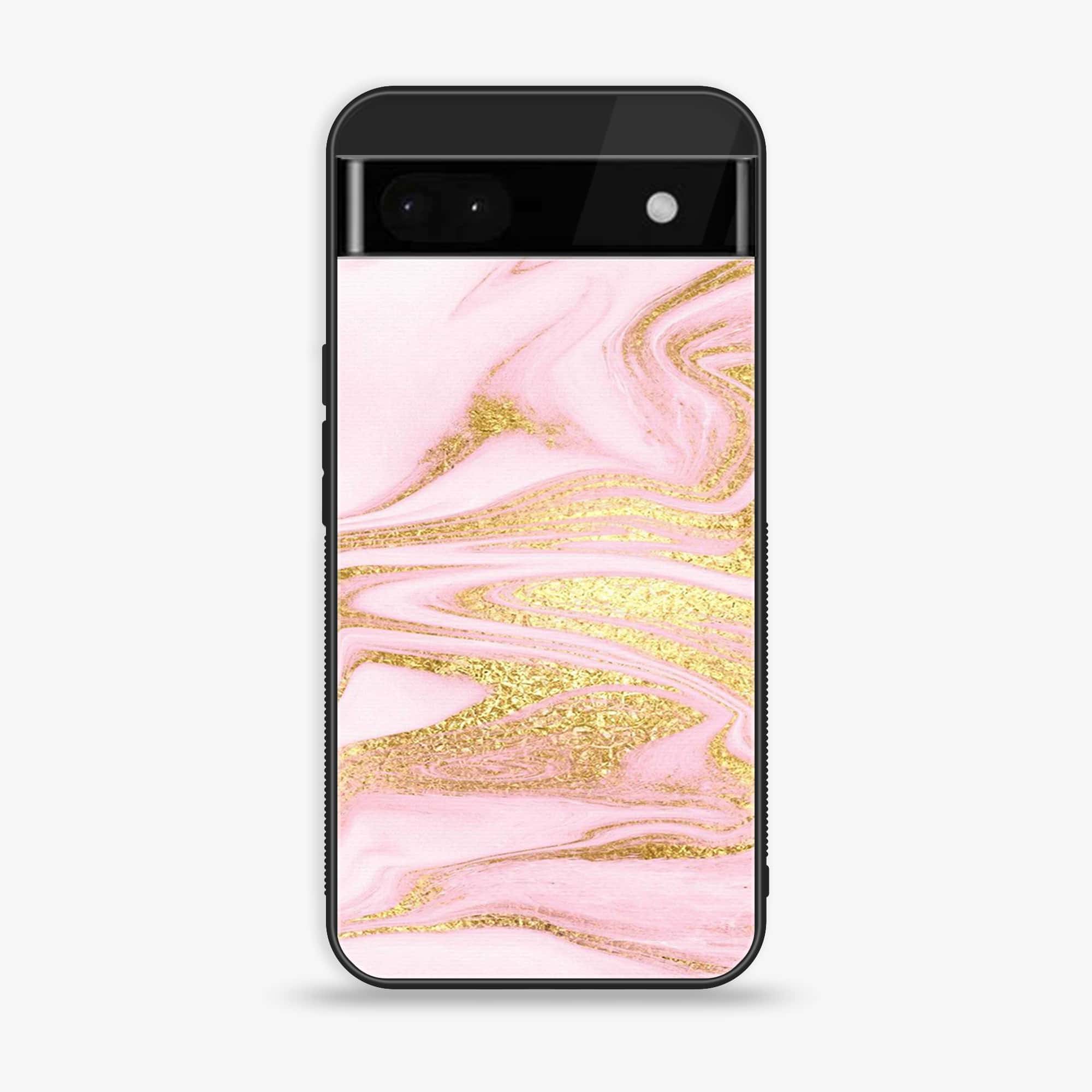 Google Pixel 6A - Pink Marble Series - Premium Metal Printed soft Bumper Shock Proof Case