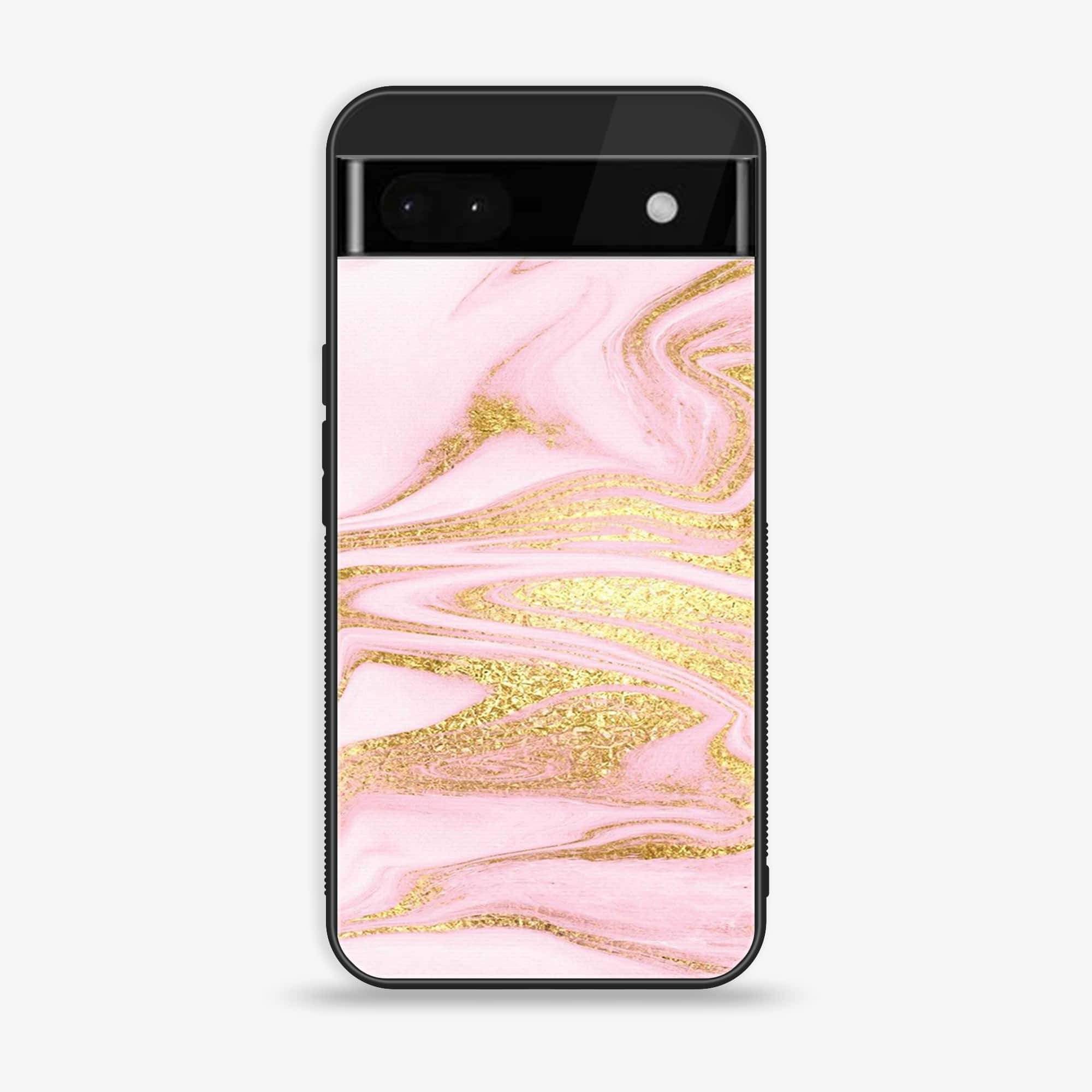 Google Pixel 6A - Pink Marble Series - Premium Printed Glass soft Bumper shock Proof Case