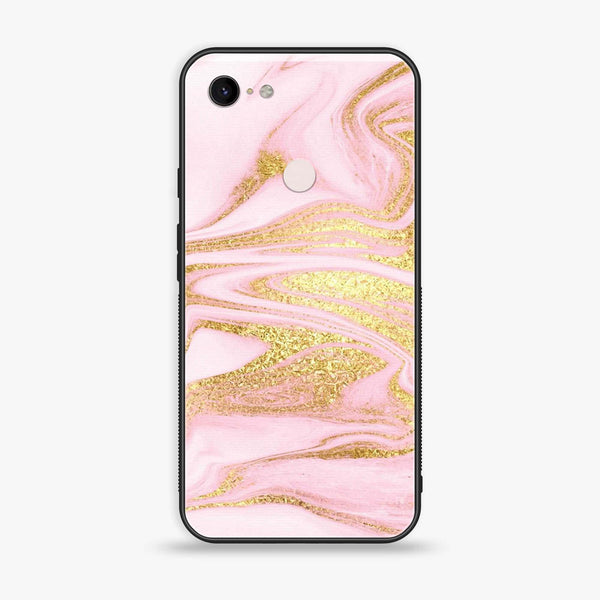 Google Pixel 3 - Pink Marble Series - Premium Metal Printed soft Bumper Shock Proof Case