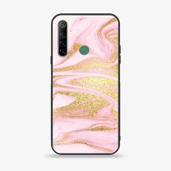 Realme 6i Pink Marble Series Premium Printed Glass soft Bumper shock Proof Case