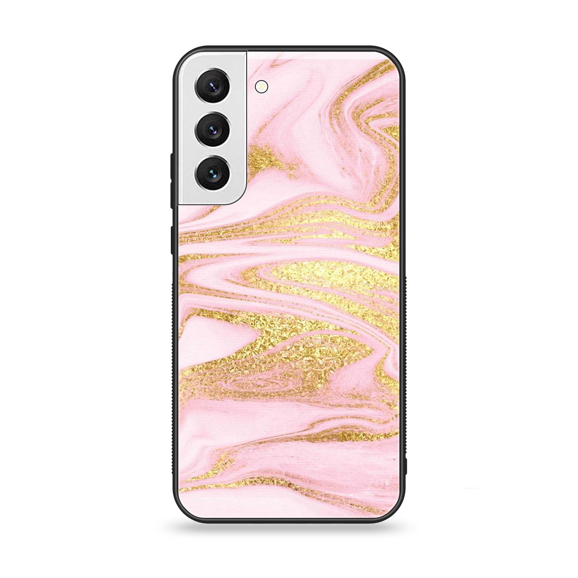 Samsung Galaxy S22 - Pink  Marble Series - Premium Printed Glass soft Bumper shock Proof Case