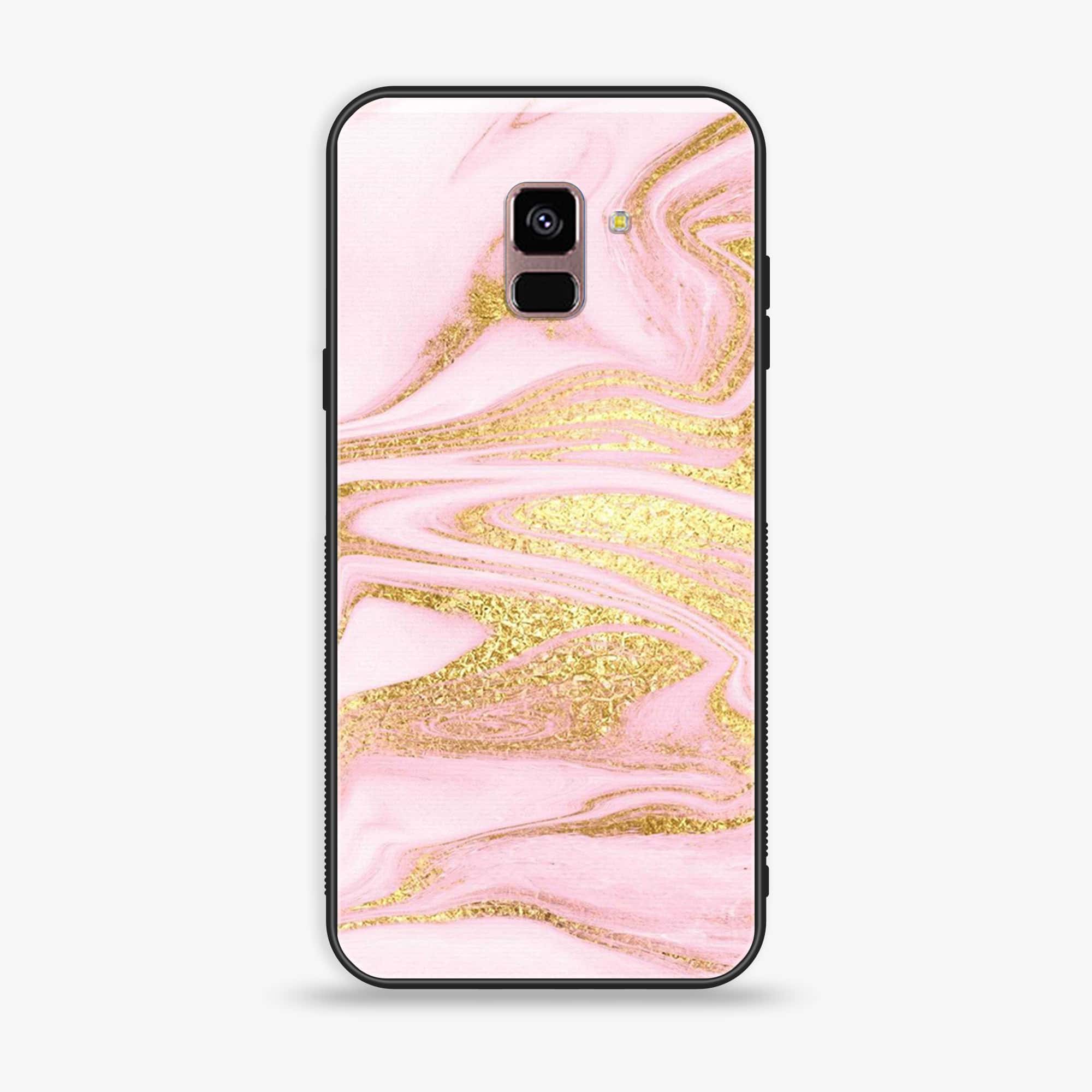 Samsung Galaxy A8+ (2018) - Pink Marble Series - Premium Printed Glass soft Bumper shock Proof Case