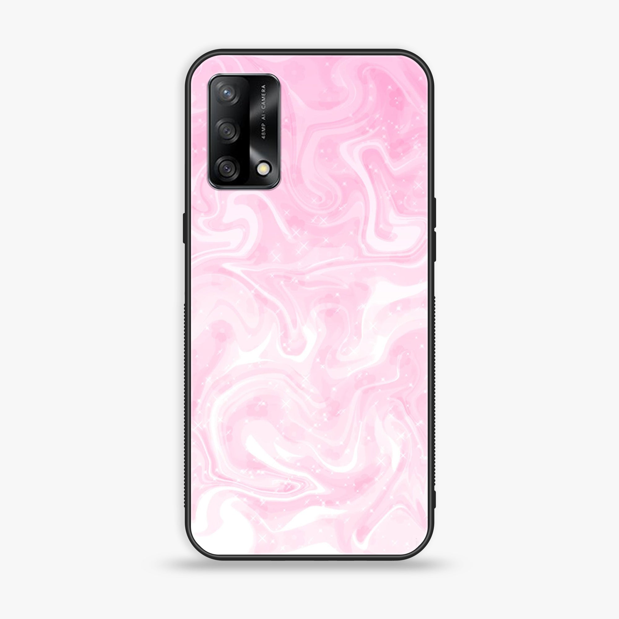 Oppo F19s - Pink Marble Series - Premium Metal Printed soft Bumper shock Proof Case